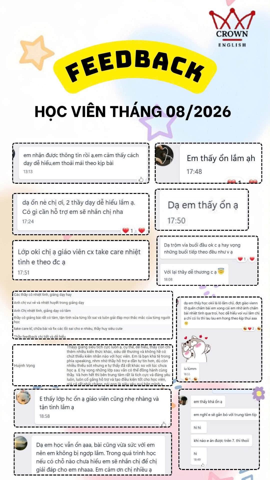 Cảm nhận học viên tháng 8/2026 · Bảng 3